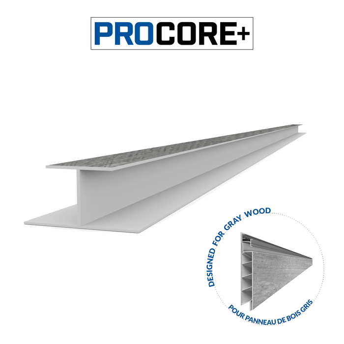 Ensemble de garniture en H en PVC gris bois PROCORE+ de 8 pi 