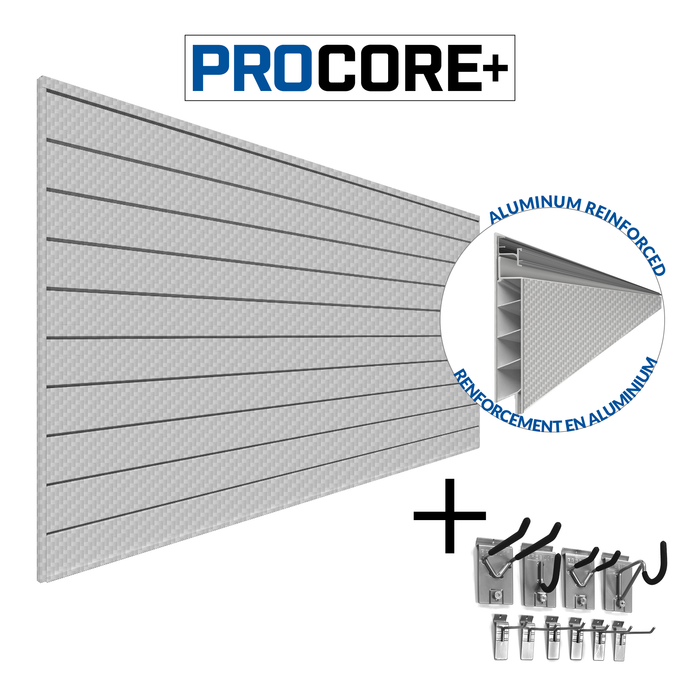 PROCORE+ Mini Bundle de Slatwall en Fibre de Carbone Gris Argenté 