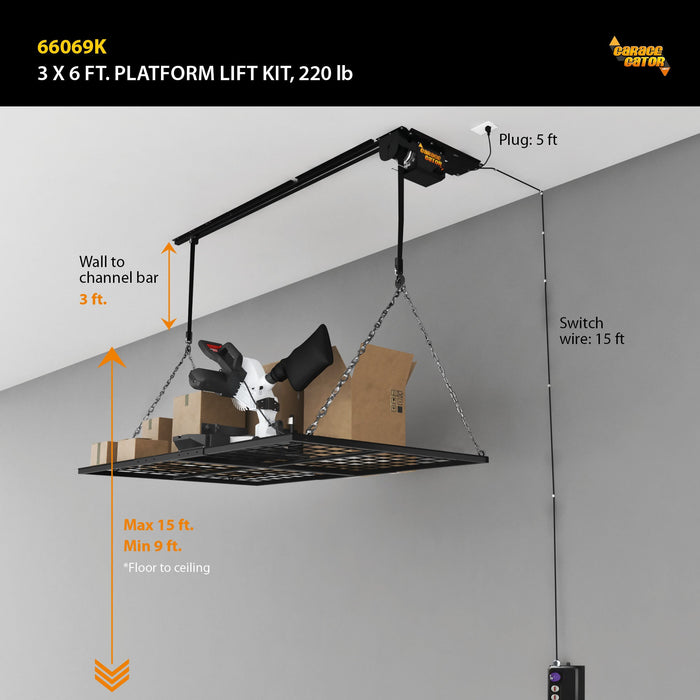 Garage Gator Plate-forme 3 pi x 6 pi Kit de levage 220 lb 