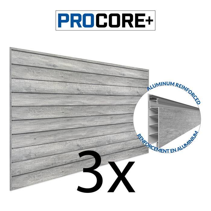 Mur à lattes en PVC bois gris PROCORE+ 4 x 8 pi – paquet de 3 96 pi²