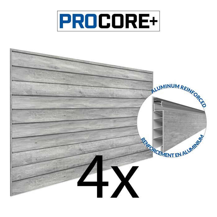 4 x 8 pieds. Mur à lattes en PVC PROCORE+ en bois gris – paquet de 4 128 pi²