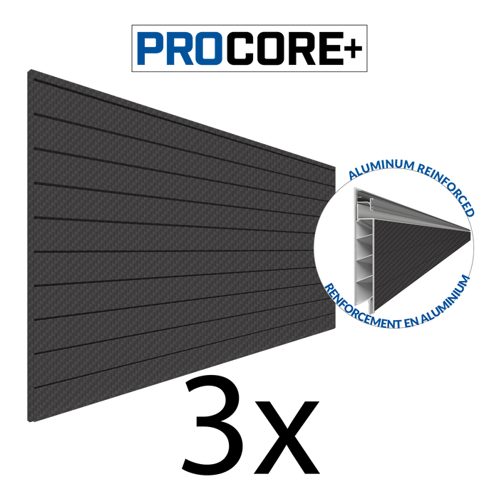 4 x 8 ft. PROCORE+ Black Carbon Fiber PVC Slatwall – 3 Pack 96 sq ft