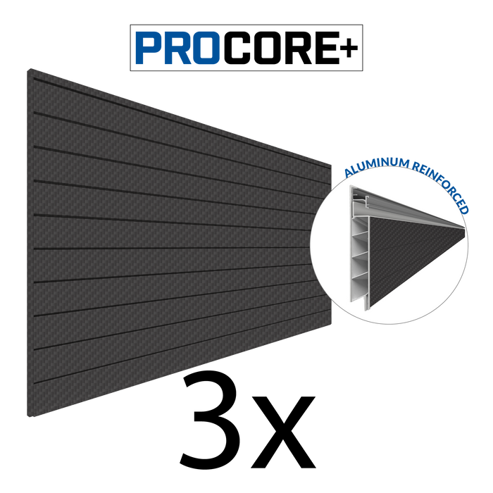 Mur à lattes en PVC en fibre de carbone noir PROCORE+ de 4 x 8 pi – paquet de 3 96 pi²