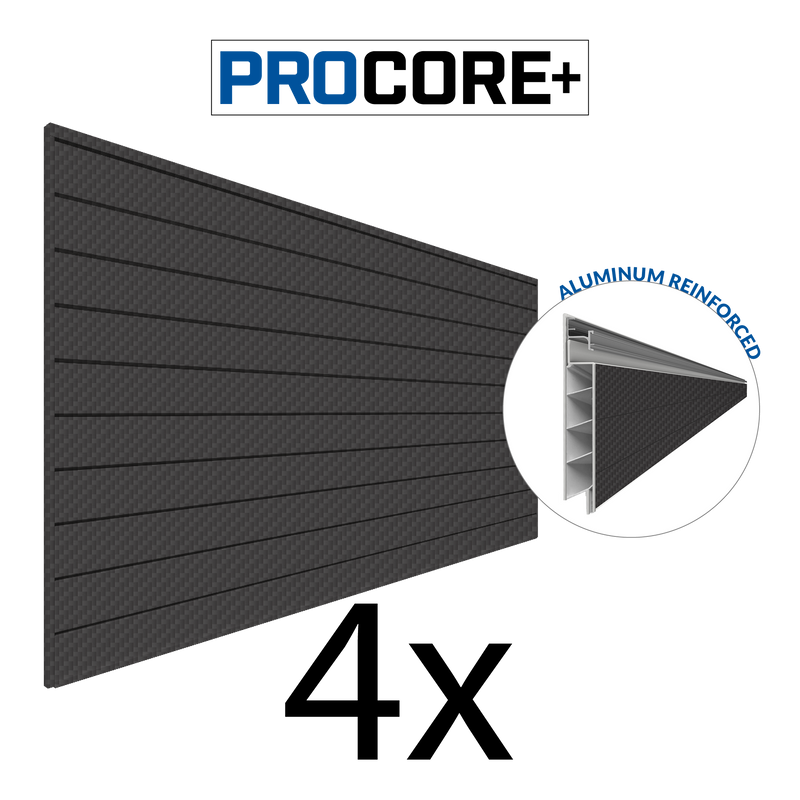 4 x 8ft. PROCORE+ Black Carbon Fiber Slatwall – 4 Pack 128 sq ft