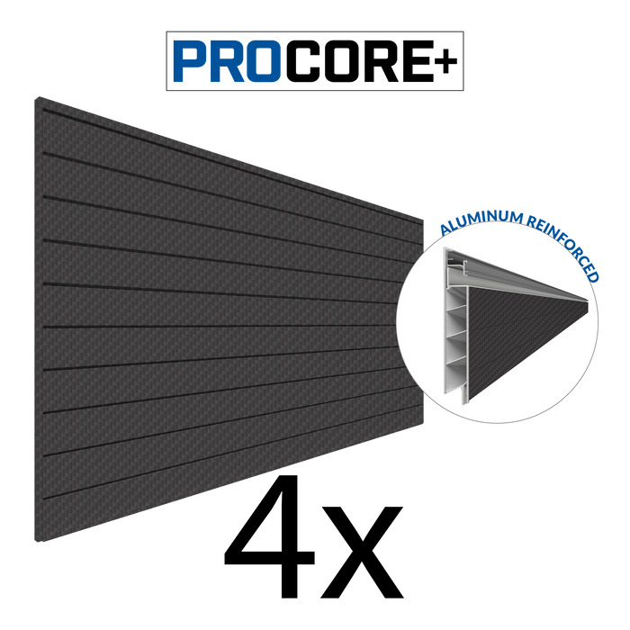 4 x 8 pieds. PROCORE+ Mur à lattes en PVC en fibre de carbone noir – Paquet de 4 128 pi²