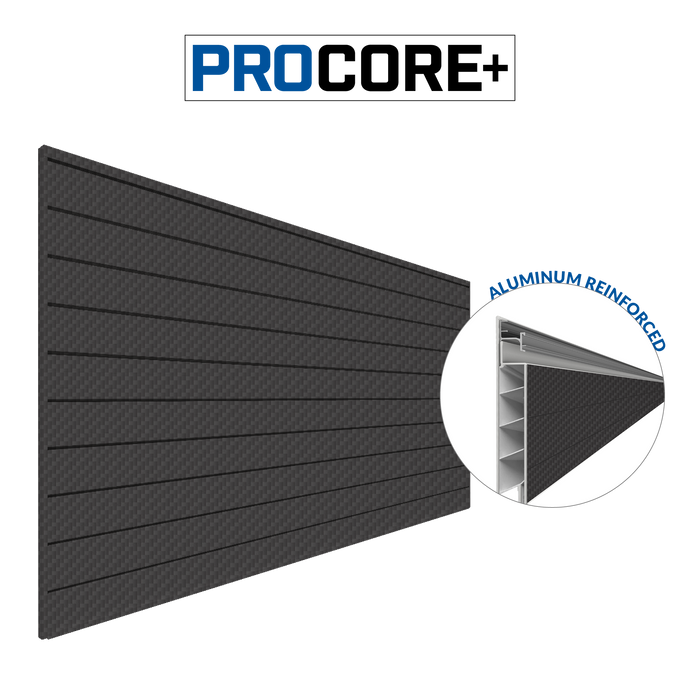 Mur à lattes en PVC fibre de carbone noir PROCORE+ de 4 x 8 pi