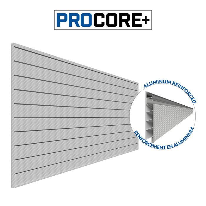 Mur à lattes en PVC fibre de carbone PROCORE+ gris argenté 4 x 8 pi