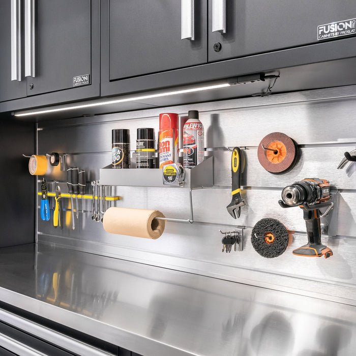 Proslat 80 inch Aluminum Slatwall Backsplash - Live Edge Work Surface