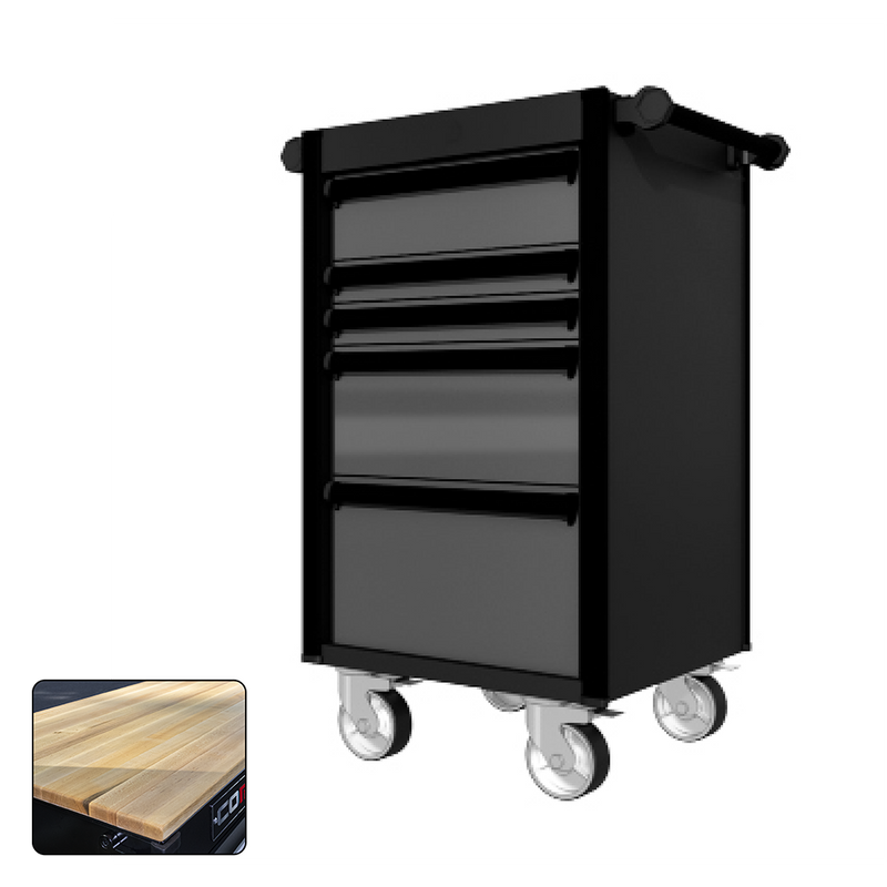 22 Series - 5 Drawers - Black Handles - Traditional Casters