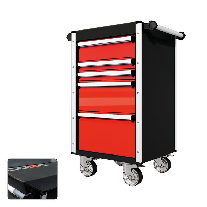 22 Series - 5 Drawers - Silver Handles - Traditional Casters