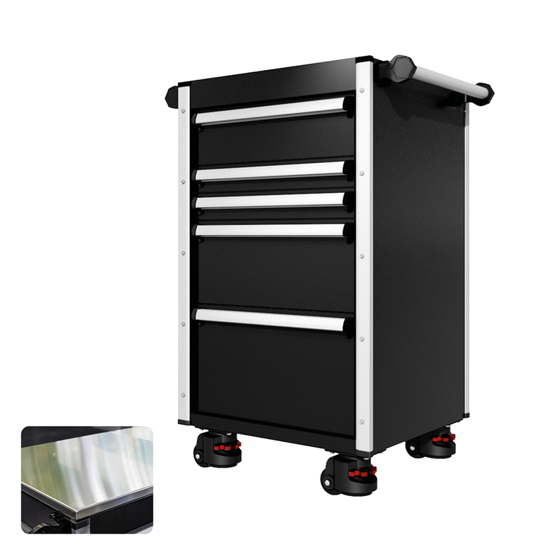 22 Series - 5 Drawers - Silver Handles - Foot Casters