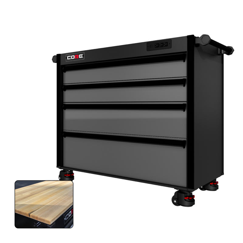 44 Series - 4 Drawers - Black Handles - Foot Casters