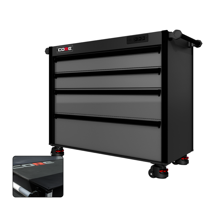 44 Series - 4 Drawers - Black Handles - Foot Casters