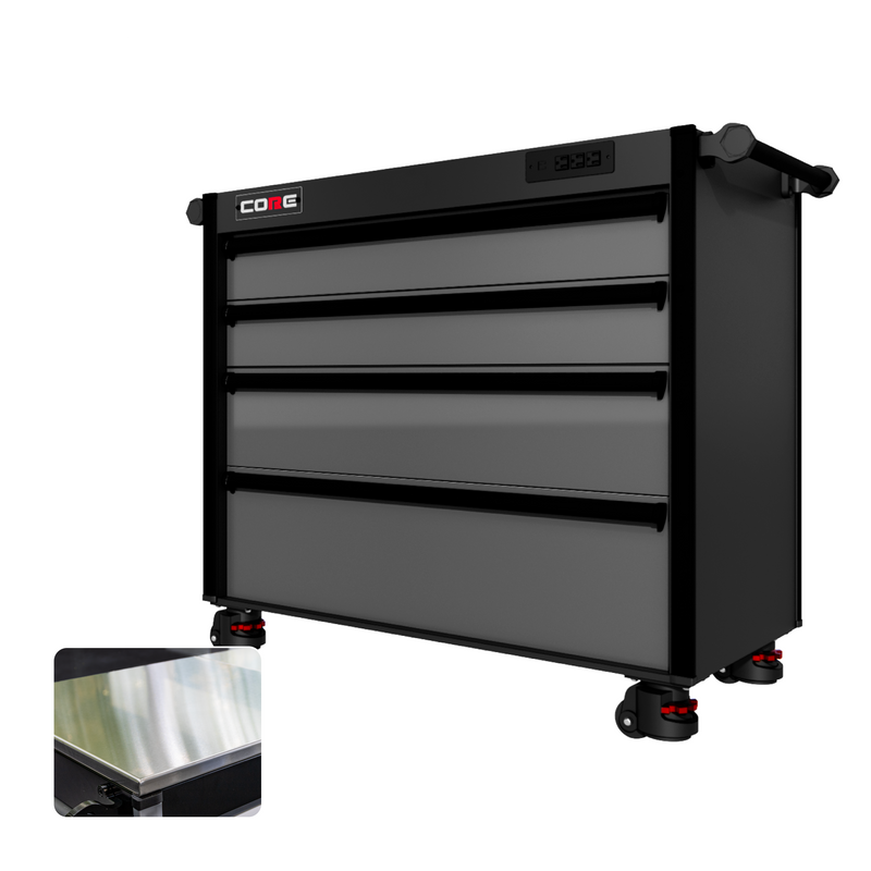 44 Series - 4 Drawers - Black Handles - Foot Casters