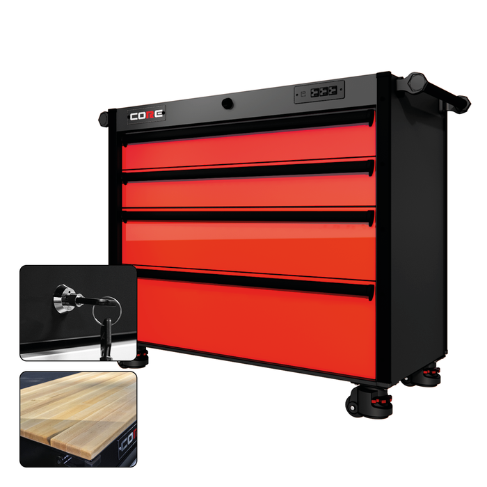44 Series - 4 Drawers - Black Handles - Foot Casters