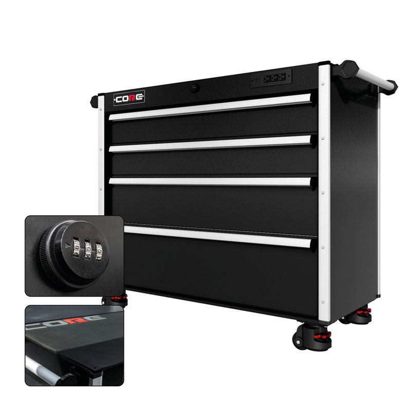 44 Series - 4 Drawers - Silver Handles - Foot Casters