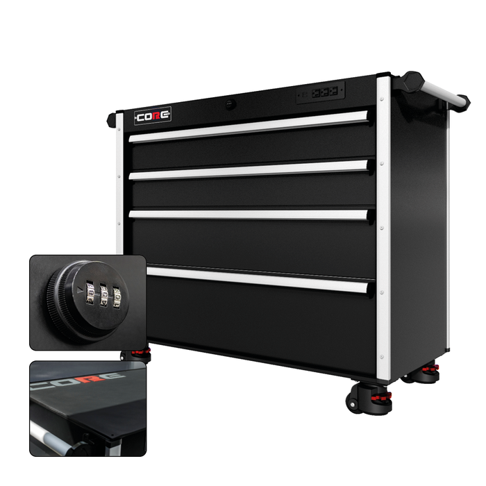 44 Series - 4 Drawers - Silver Handles - Foot Casters