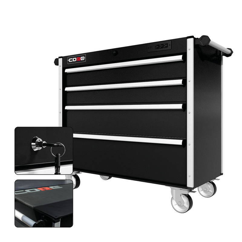 44 Series - 4 Drawers - Silver Handles - Traditional Casters