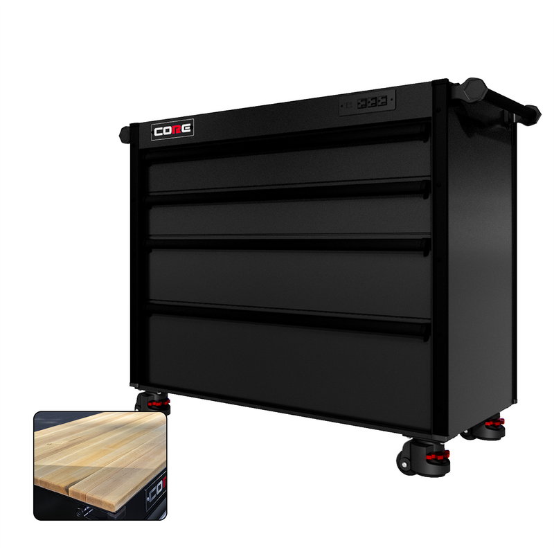 44 Series - 4 Drawers - Black Handles - Foot Casters