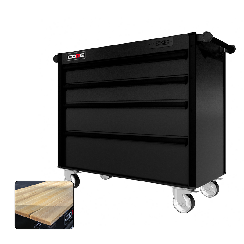 44 Series - 4 Drawers - Black Handles - Traditional Casters
