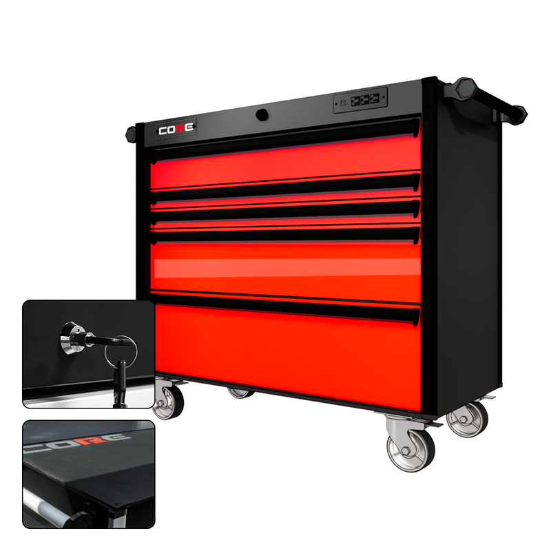 44 Series - 5 Drawers - Black Handles - Traditional Casters