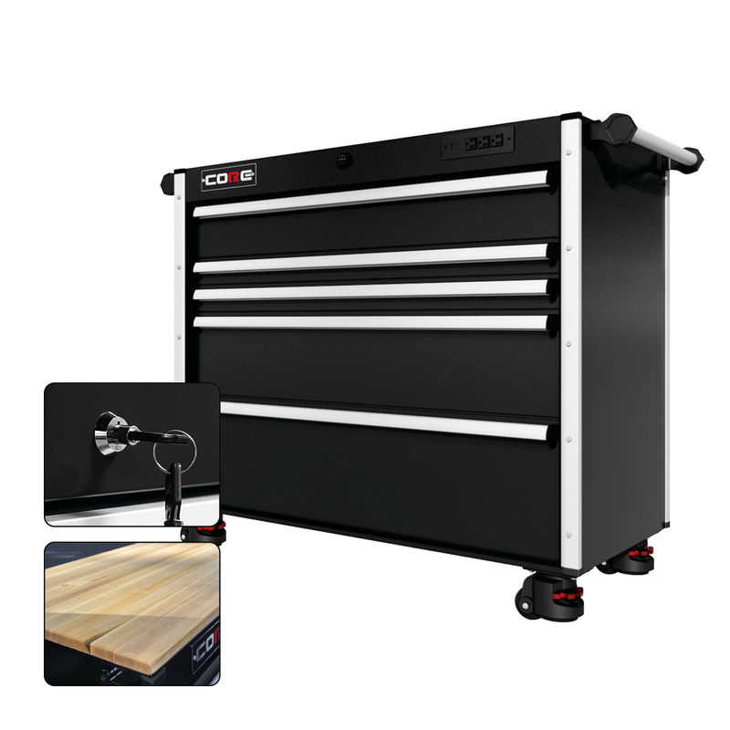 44 Series - 5 Drawers - Silver Handles - Foot Casters