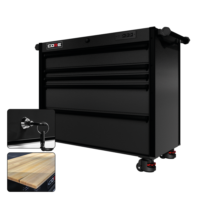 44 Series - 5 Drawers - Black Handles - Foot Casters