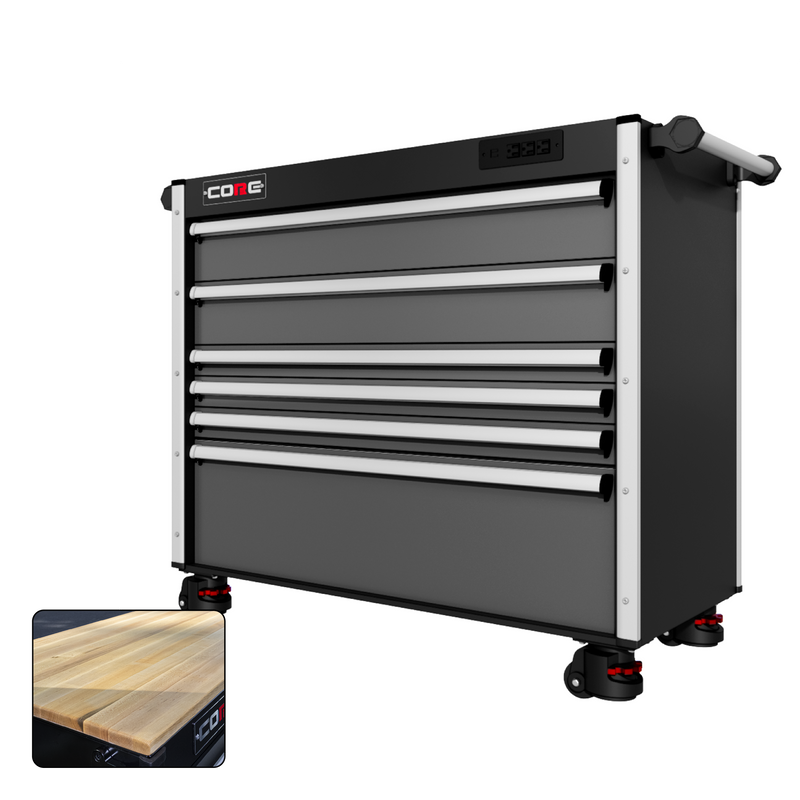 44 Series - 6 Drawers - Silver Handles - Foot Casters