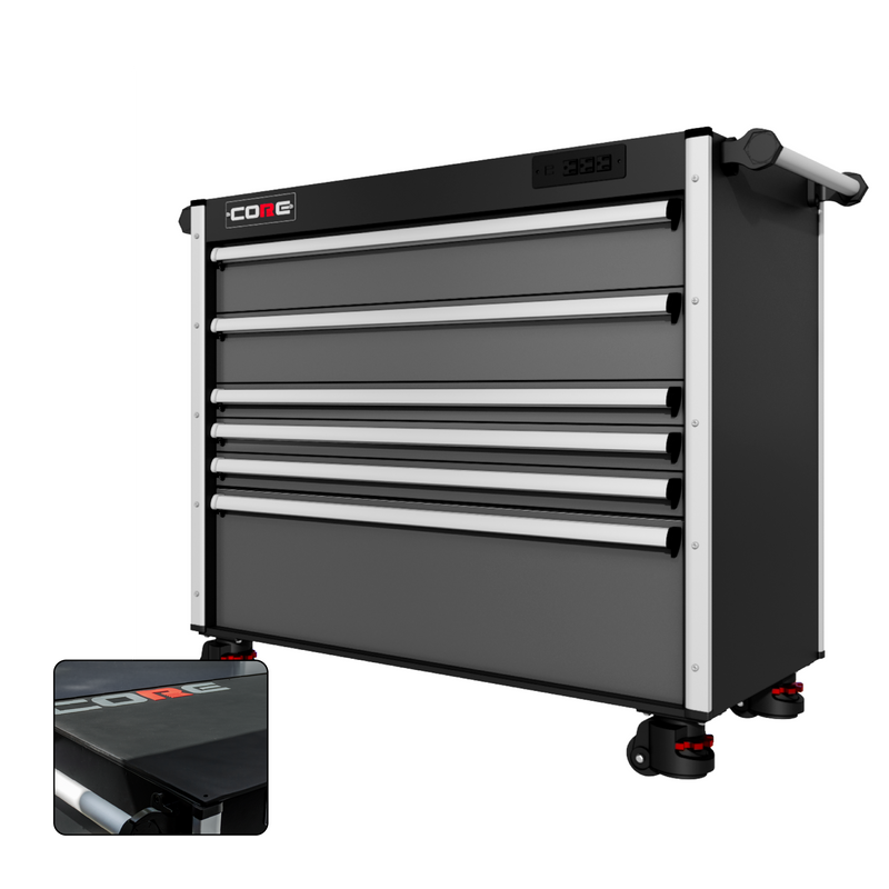 44 Series - 6 Drawers - Silver Handles - Foot Casters