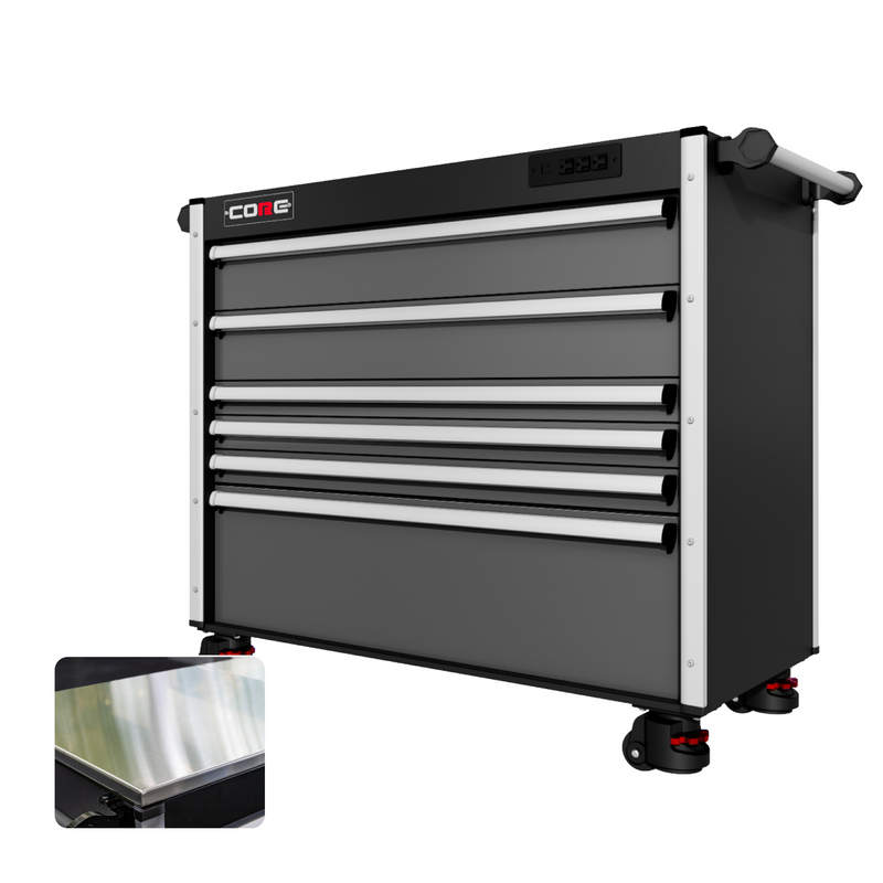44 Series - 6 Drawers - Silver Handles - Foot Casters