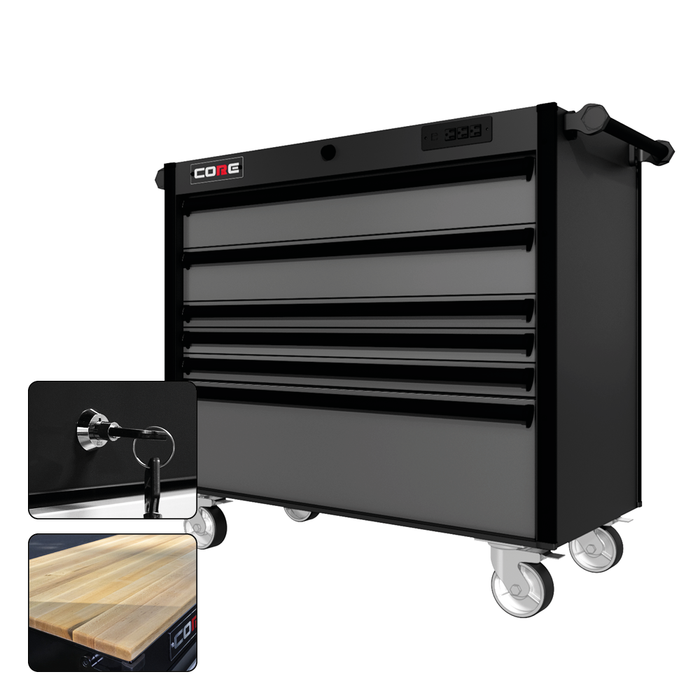 44 Series - 6 Drawers - Black Handles - Traditional Casters