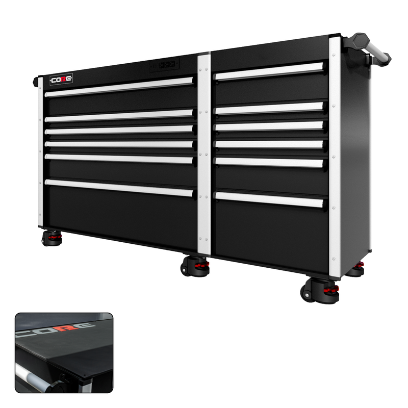 66 Series - 12 Drawers - Silver Handles - Foot Casters