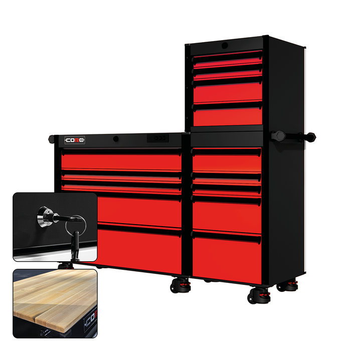 66 Series - 15 Drawers - Black Handles - Foot Casters