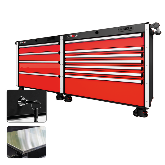 88 Series - 11 Drawers - Silver Handles - Foot Casters