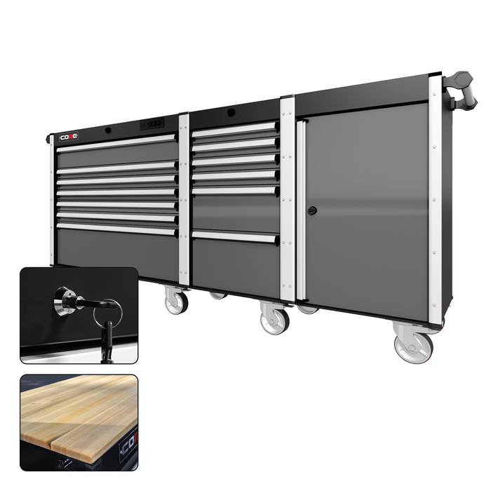 88 Series - 13 Drawers - Silver Handles - Traditional Casters