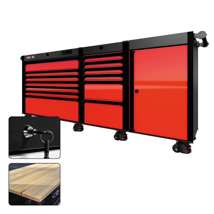 88 Series - 13 Drawers - Black Handles - Foot Casters