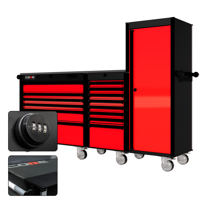 88 Series - 13 Drawers with Tall Locker - Black Handles - Traditional Casters