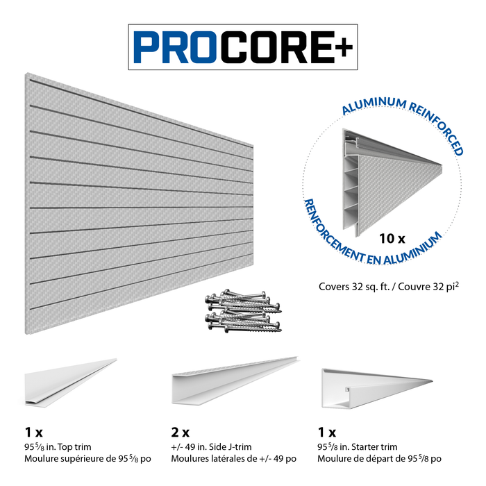 PROCORE+ Mini Bundle de Slatwall en Fibre de Carbone Gris Argenté 