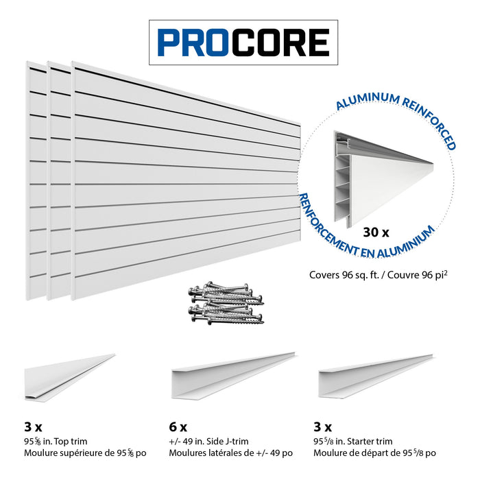 4 ft.  x 8 ft. PROCORE Slatwall - 3 Pack 96 sq ft