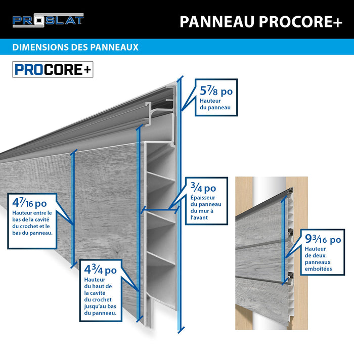 4 x 8 pieds. Mur à lattes en PVC PROCORE+ en bois gris – paquet de 4 128 pi²