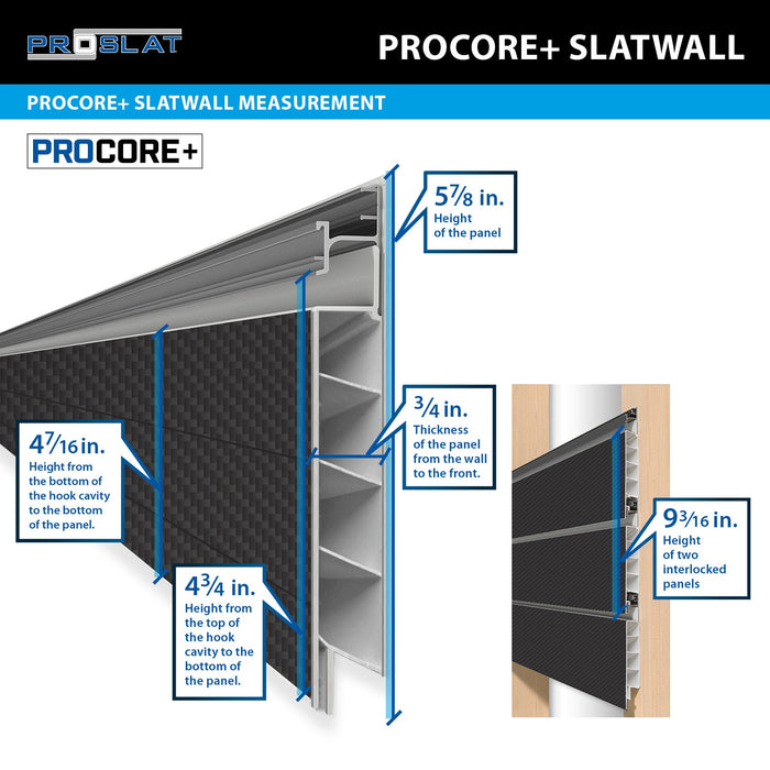 Mur à lattes en PVC en fibre de carbone noir PROCORE+ de 4 x 8 pi – paquet de 2 64 pi²