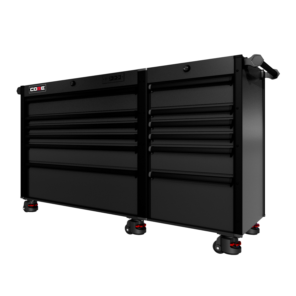 66 Series - 12 Drawers - Black Handles - Foot Casters — invinciblegarage