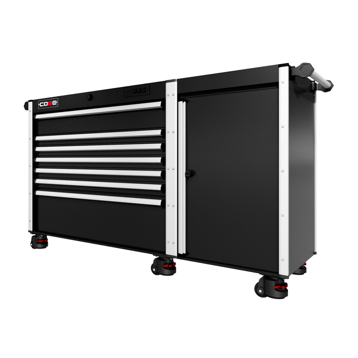 66 Series - 7 Drawers - Silver Handles - Foot Casters