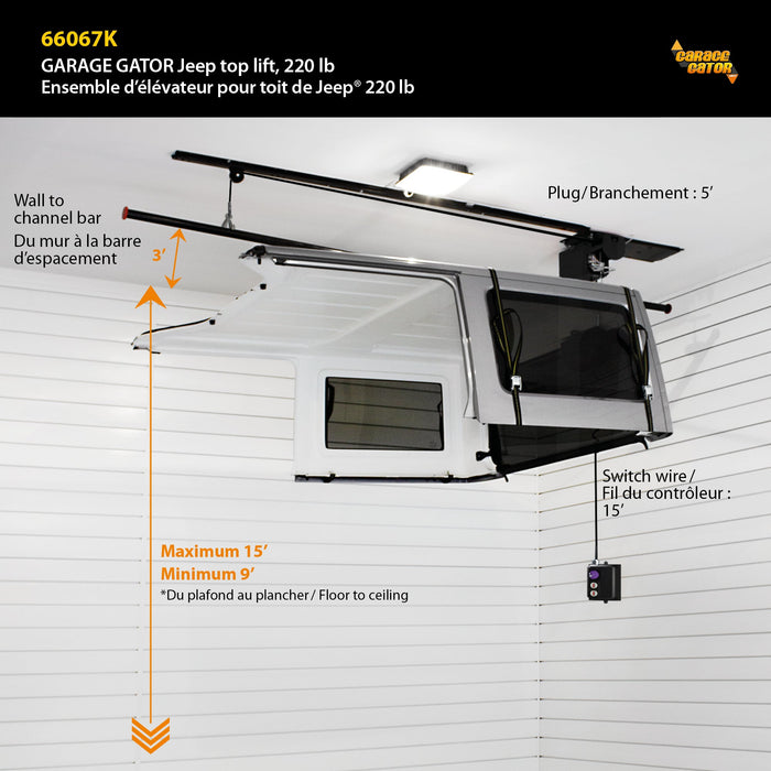 Kit de levage de toit pour Jeep Garage Gator — 220 lb 