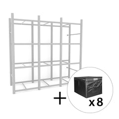 Bin Warehouse Rack – 12 Tote with 2 x 4PK 32 gallon Fold-A-Tote
